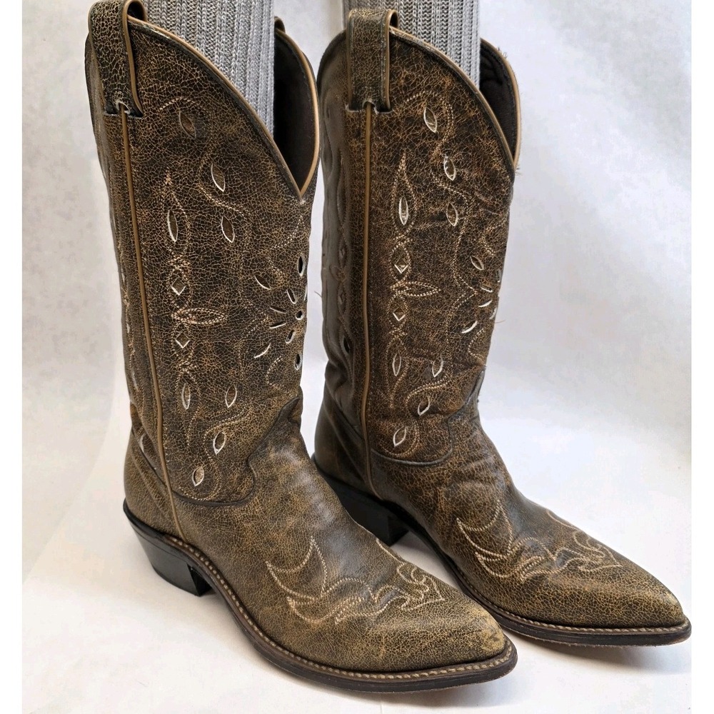 Women's Abilene Cowboy Boots Size 7 M,‎ Distressed Leather, Western Pointed Toe